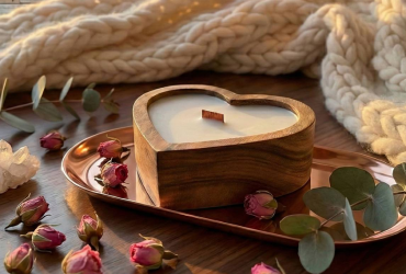 Валентинка, яка говорить мовою почуттів: унікальна свічка-серце ручної роботи в дерев'яному кашпо