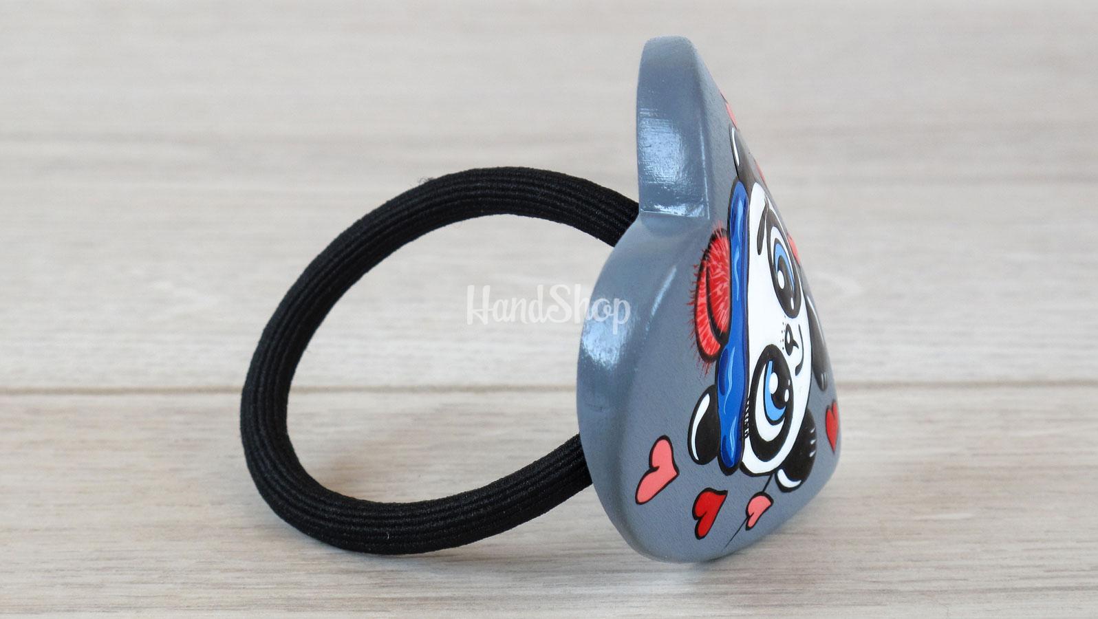 Резинка для волос детская сердечко панда Резинка для волос детская сердечко панда