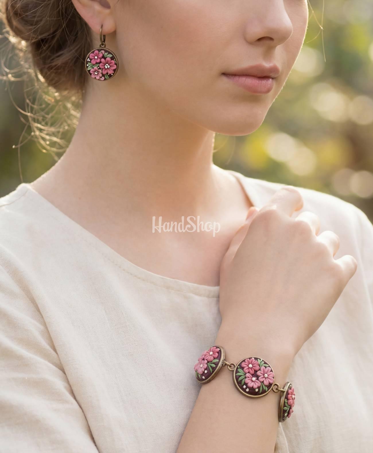 Комплект прикрас у техніці філігрань браслет та сережки Комплект прикрас у техніці філігрань браслет та сережки