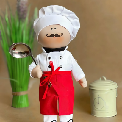 Велика сувенірна авторська текстильна лялька тільда повар