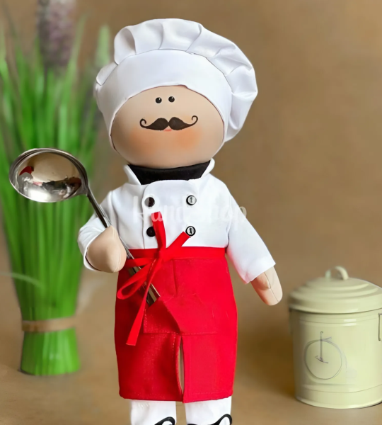 Велика сувенірна авторська текстильна лялька тільда повар