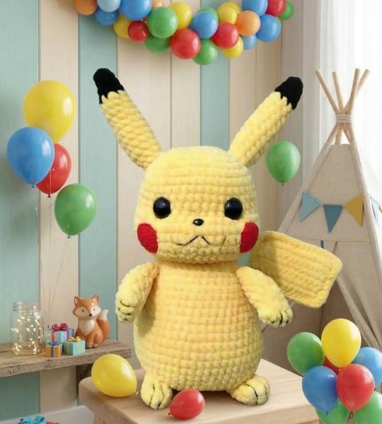 Велика дитяча в’язана іграшка сувенірна Покемон 2026