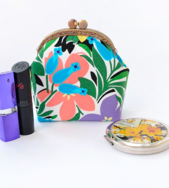 Женская мини косметичка из ткани сумочка цветы