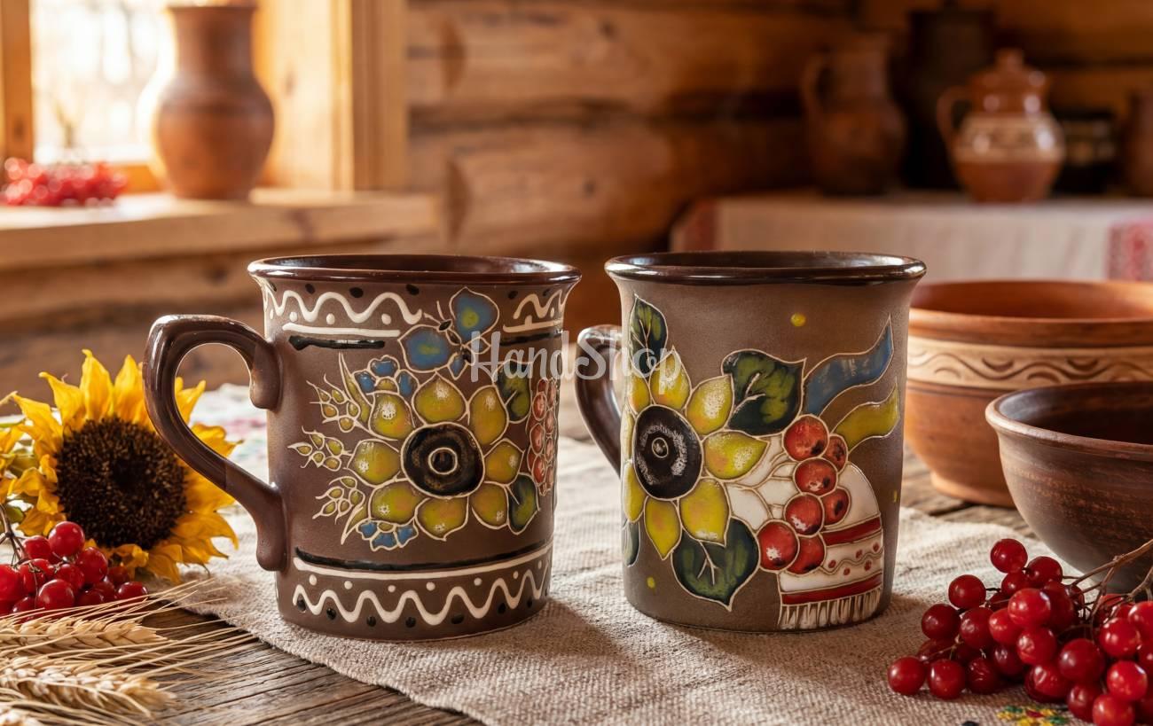 Керамічна сувенірна чашка українські соняшники, калина Керамічна сувенірна чашка українські соняшники, калина