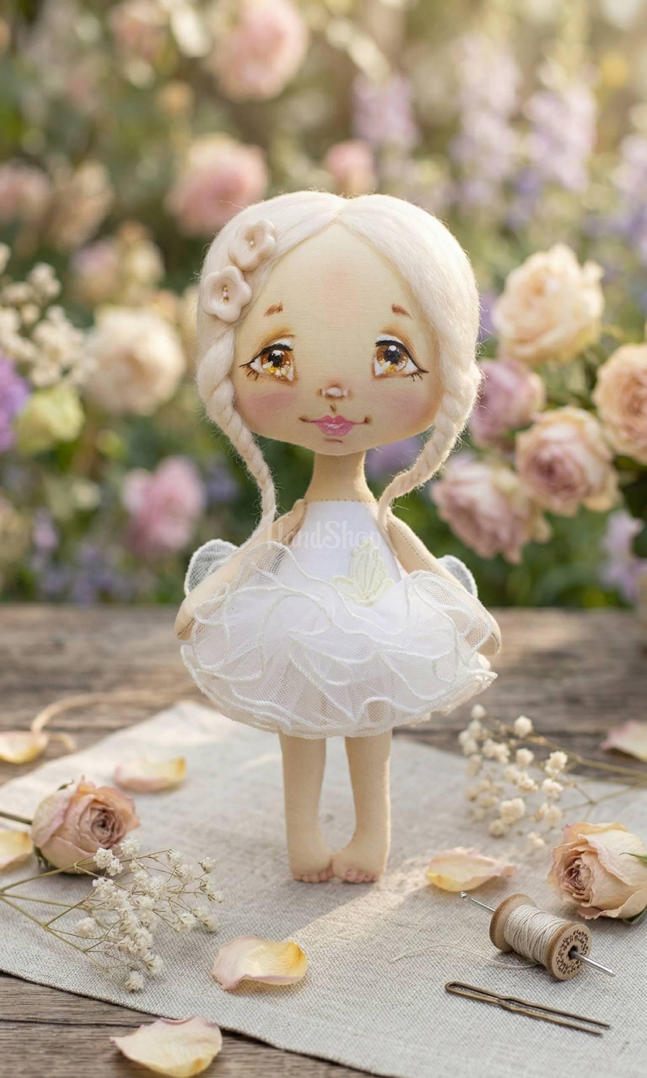 Авторська текстильна лялька білявка у пишній сукні сувенір Авторська текстильна лялька білявка у пишній сукні сувенір