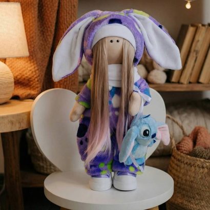 Дитяча лялька тільда в комбінезоні зайка іграшка Стіч