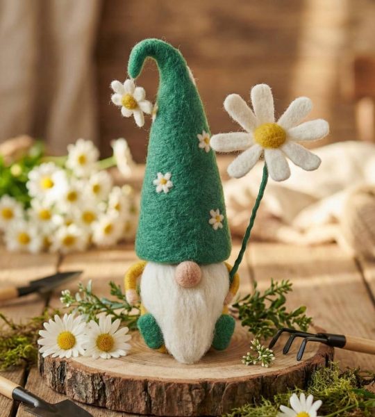 Сувенірний валяний гном із шерсті валентин spring