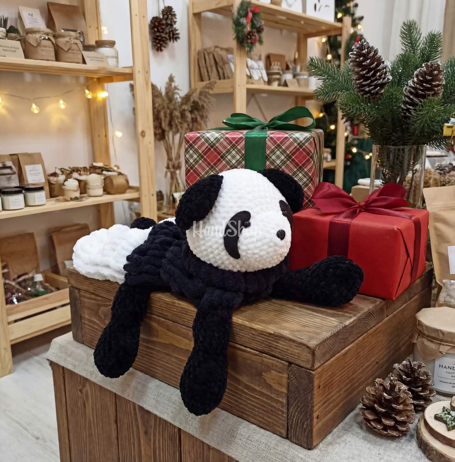Новорічна велика дитяча м'яка іграшка піжамниця панда Новорічна велика дитяча м'яка іграшка піжамниця панда