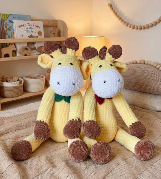 Авторські м'які іграшки великі жовті жирафки пара, 2 шт
