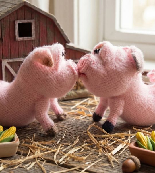 В'язані іграшки гачком сувенірні поросята пара, 2 шт