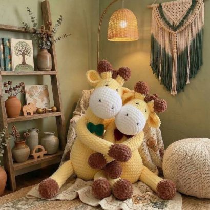 Авторські м’які іграшки великі жовті жирафки пара, 2 шт