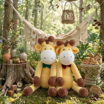 Авторські м’які іграшки великі жовті жирафки пара, 2 шт