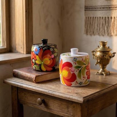 Дерев'яна пара сільнички петриківський розпис, 2 шт