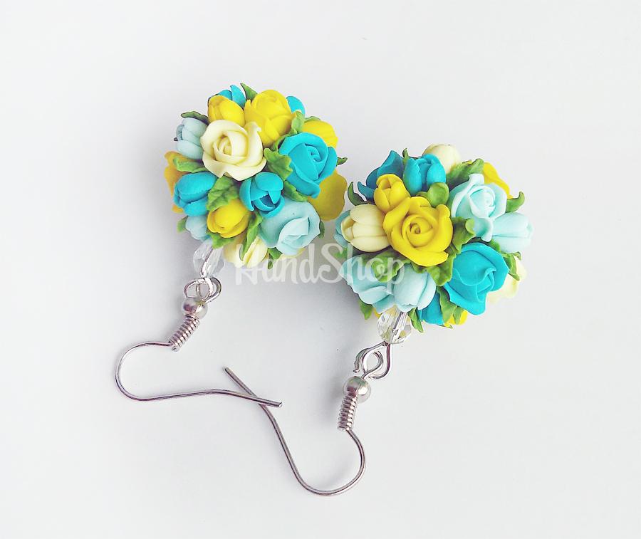 Серьги из полимерной глины с розочками Серьги из полимерной глины с розочками