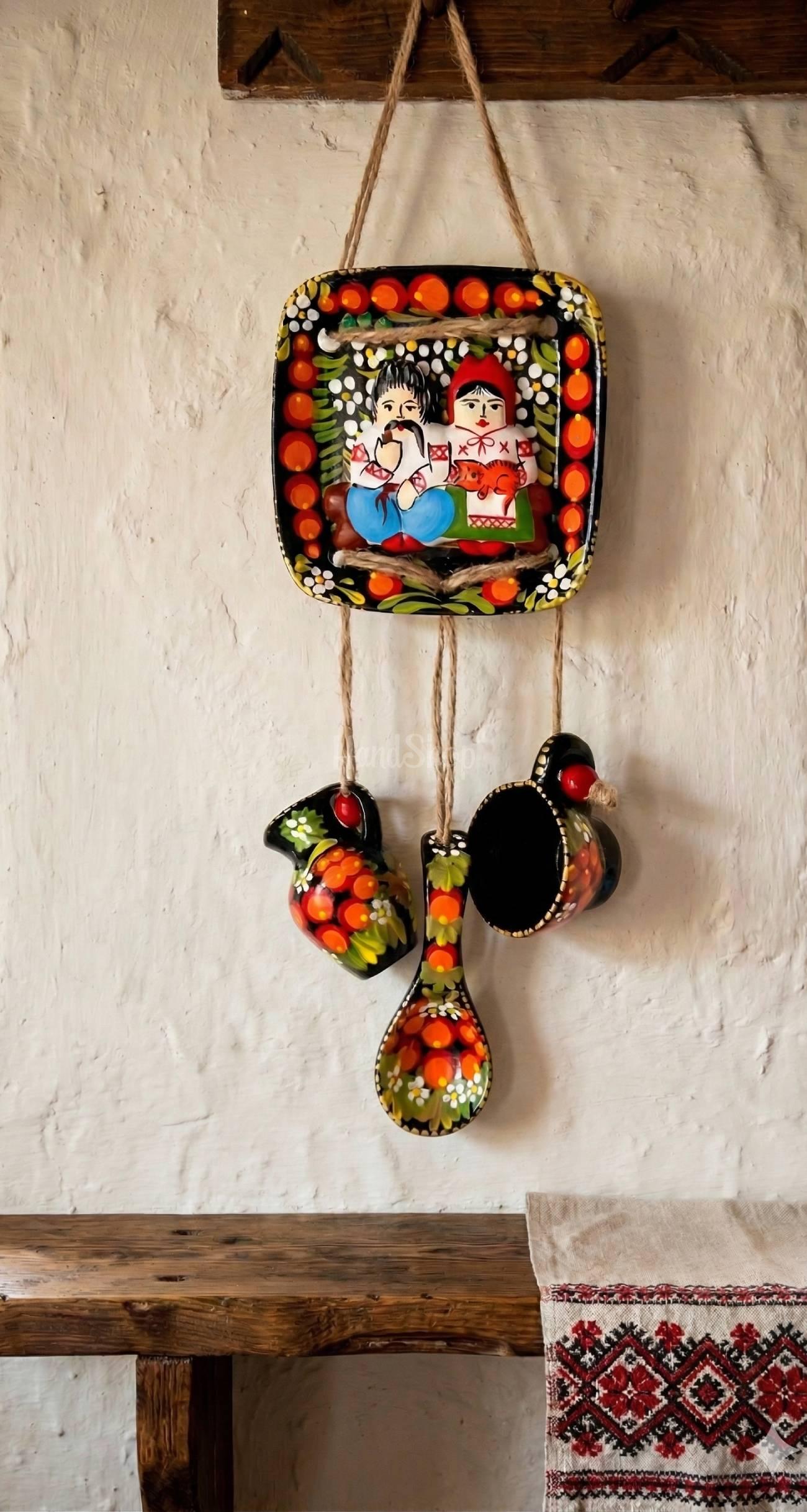 Авторська керамічна підвіска з петриківським розписом пара Авторська керамічна підвіска з петриківським розписом пара
