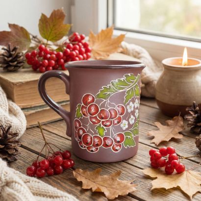 Керамічна чашка червона калина Україна сувенір розпис