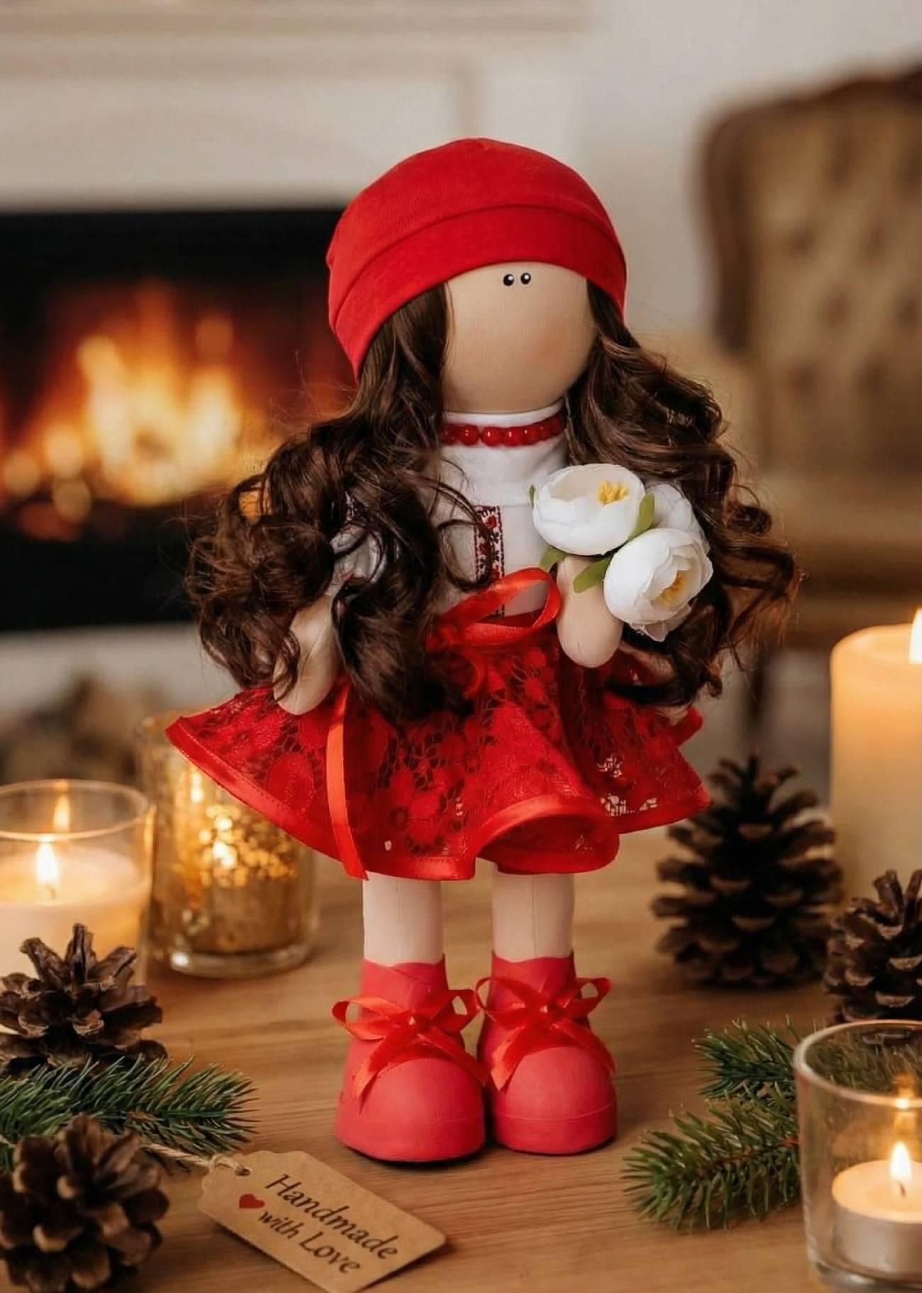 Лялька сувенірна текстильна україночка в вишиванці Лялька сувенірна текстильна україночка в вишиванці