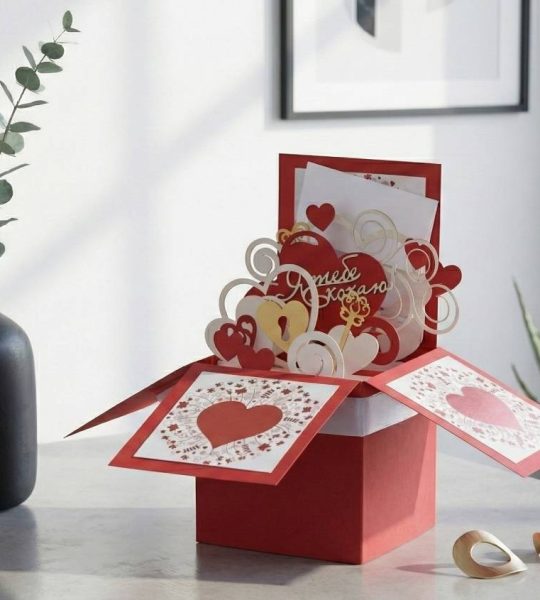 Валентинка романтична 3d листівка коробочка кохаю