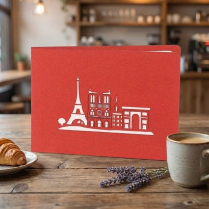 Об’ємна 3d листівка ручної роботи Париж Ейфелева вежа