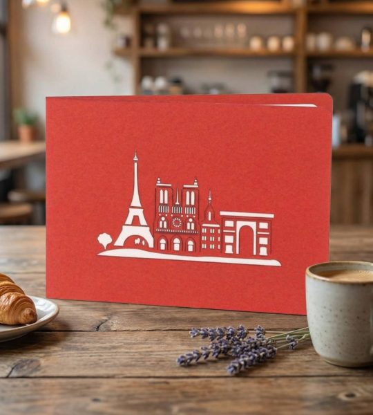 Об’ємна 3d листівка ручної роботи Париж Ейфелева вежа