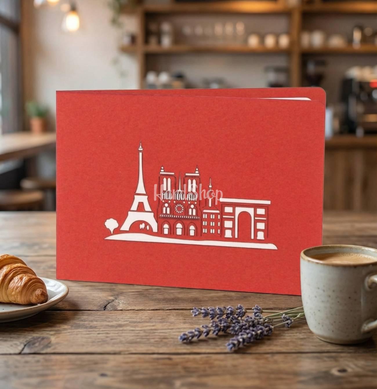 Об’ємна 3d листівка ручної роботи Париж Ейфелева вежа Об’ємна 3d листівка ручної роботи Париж Ейфелева вежа