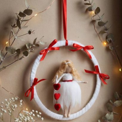 Інтер’єрний оберіг підвіска валентинка дівчинка білявка