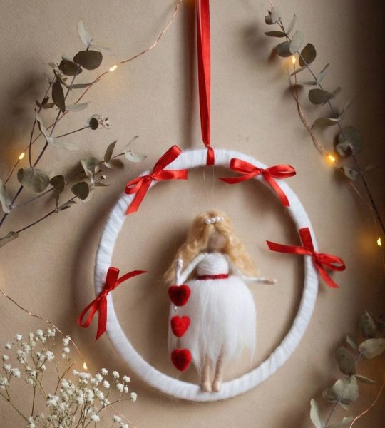 Інтер’єрний оберіг підвіска валентинка дівчинка білявка