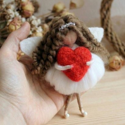 Сувенірні ляльки валентинки ангели підвіски вовна (на вибір!)