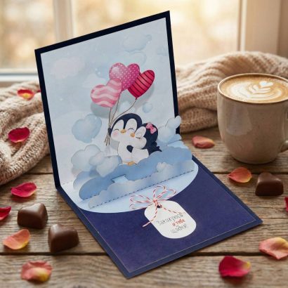 Valentine's Day card with penguins