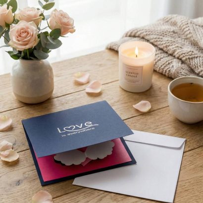 3d валентинка об'ємна листівка закохана пара пінгвінів