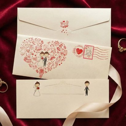 Стильна креативна весільна листівка конверт для грошей