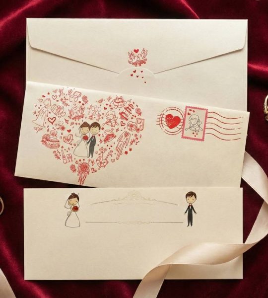 Стильна креативна весільна листівка конверт для грошей