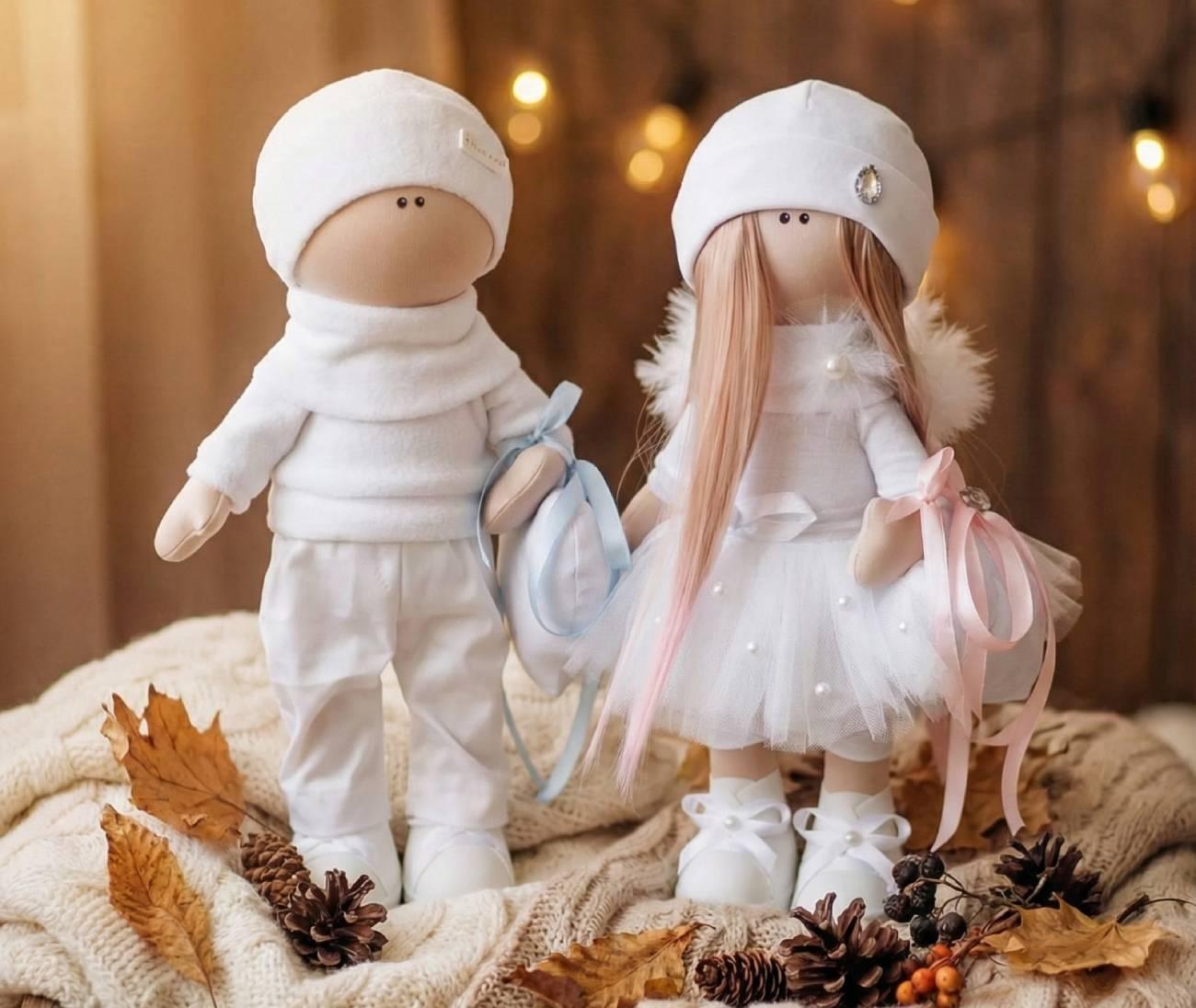 Авторські ляльки сувенірна весільна пара наречений та наречена Авторські ляльки сувенірна весільна пара наречений та наречена