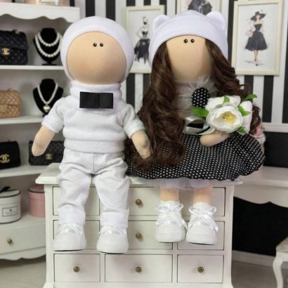 Текстильна весільна пара ляльки тільда молодята