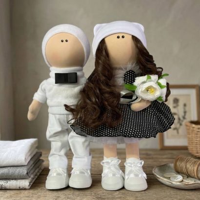 Текстильна весільна пара ляльки тільда молодята сувеніри