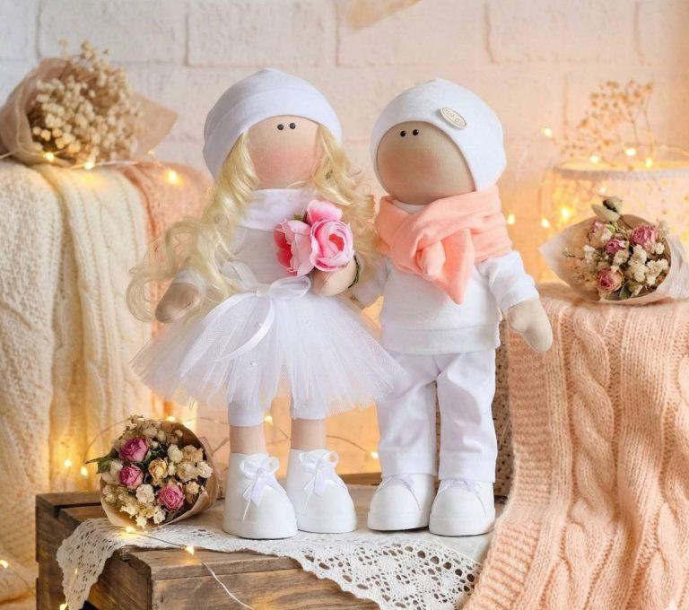 Текстильные свадебные куклы хендмейд сувениры пара — фото 1