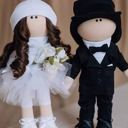 Сувенірні ляльки тільди весільна пара текстильні, 2 шт