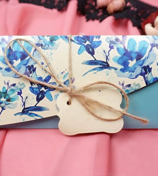 Жіночий конверт для грошей листівка блакитні сині квіти