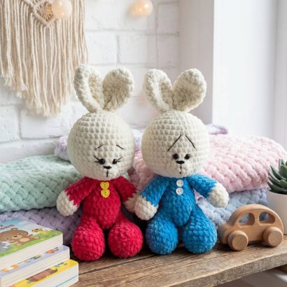 Пара сувенірних іграшок зайка дівчинка та зайка хлопчик, 2 шт