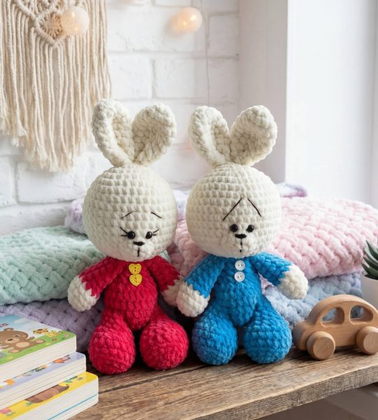 Пара сувенірних іграшок зайка дівчинка та зайка хлопчик, 2 шт