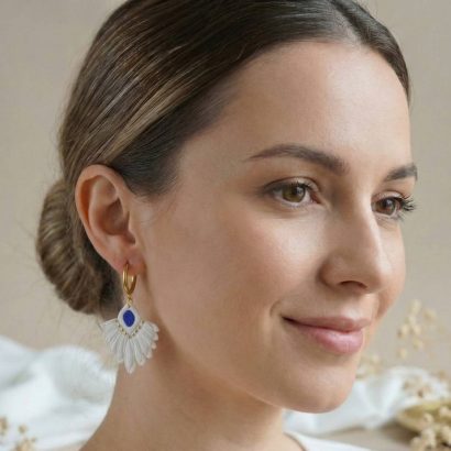 Жіночі сережки з полімерної глини сині в стилі бохо