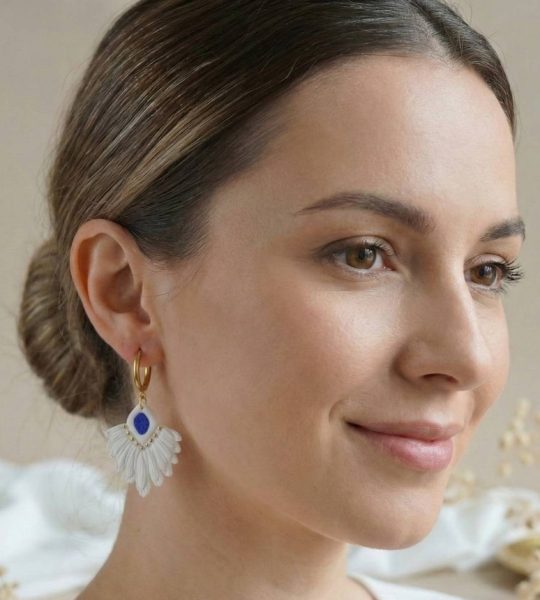 Жіночі сережки з полімерної глини сині в стилі бохо