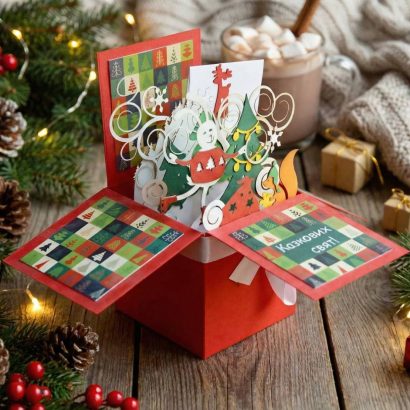 Об’ємна листівка коробочка Різдво Новий рік для дітей 2026