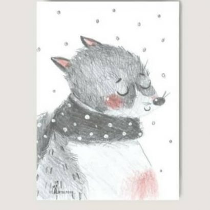 Красивая открытка с новым годом волк снег
