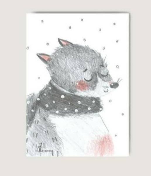 Красивая открытка с новым годом волк снег