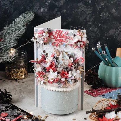 Объемная новогодняя открытка зимняя рождественник