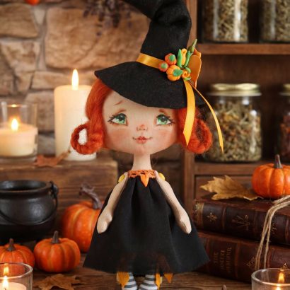 Відьмочка авторська інтер’єрна сувенірна лялька рудоволоса