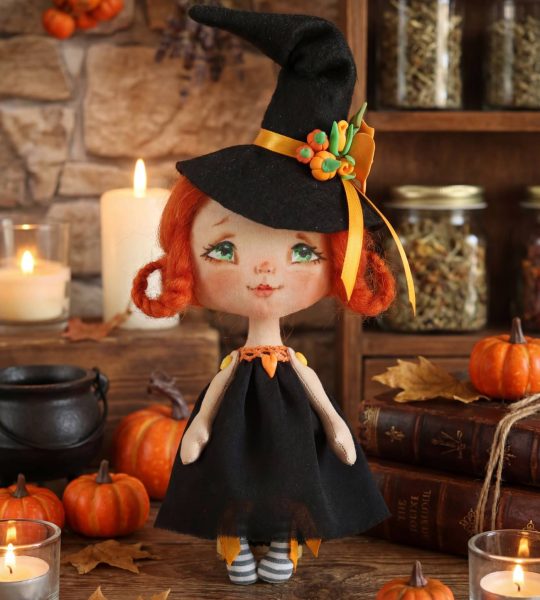 Відьмочка авторська інтер’єрна сувенірна лялька рудоволоса