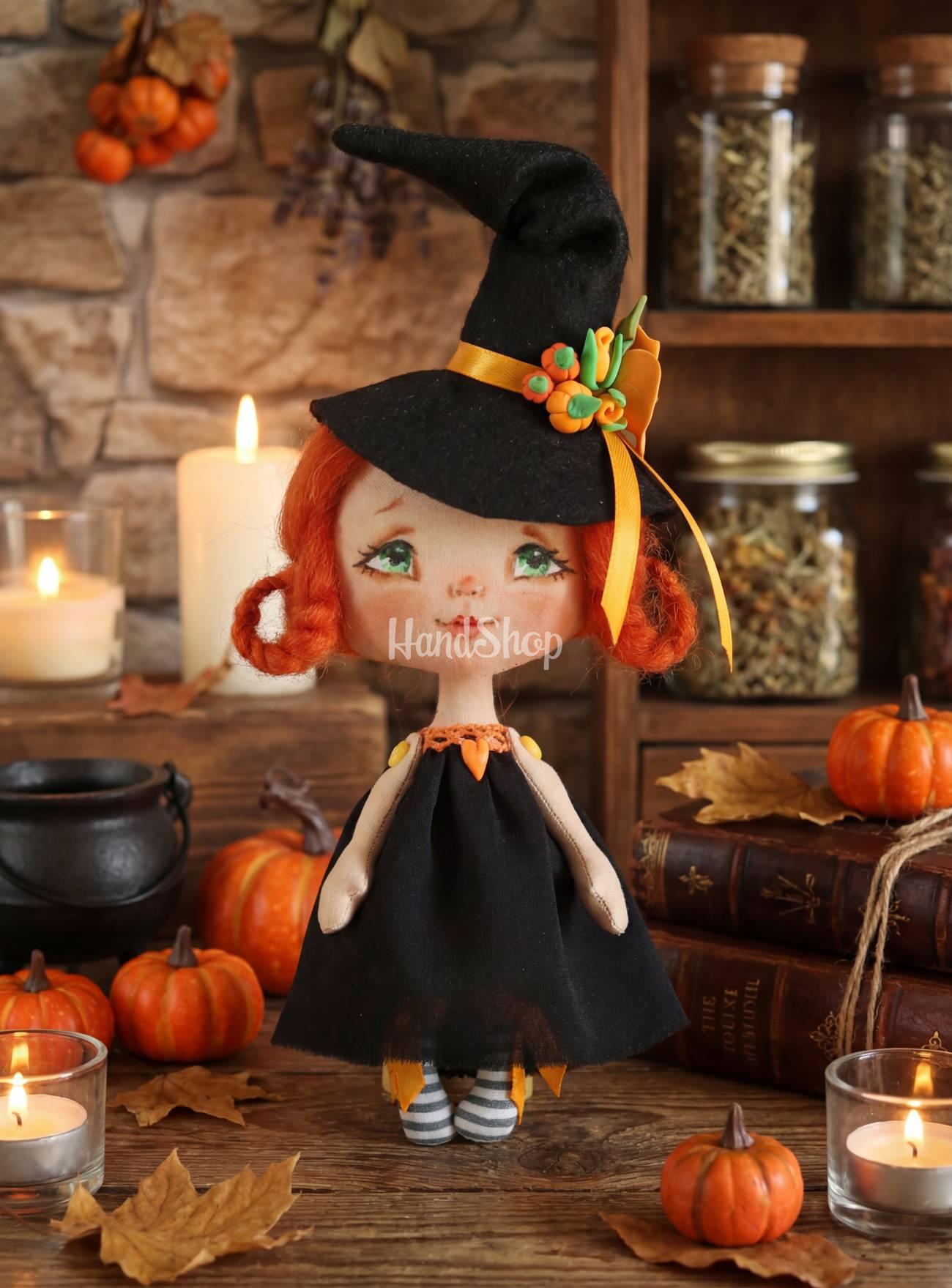 Відьмочка авторська інтер’єрна сувенірна лялька рудоволоса Відьмочка авторська інтер’єрна сувенірна лялька рудоволоса