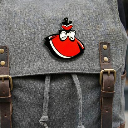 Брошка жіноча червона сукня дерево ручний розпис